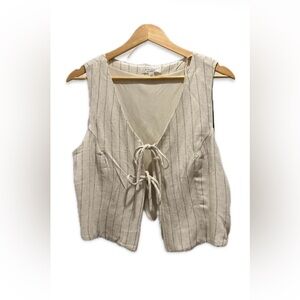 NWT Kirious Linen/Rayon-Blend Tie-Front Crop Vest - fits like medium!